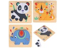 Spielba Holzspielwaren Puzzle-Set mit Panda, Elefant, Giraffe