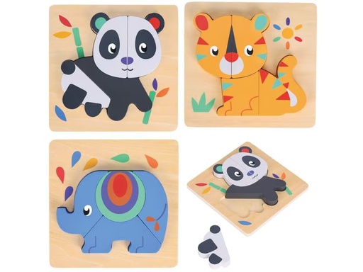 [90336321 1671712] Spielba Holzspielwaren Puzzle-Set mit Panda, Elefant, Giraffe