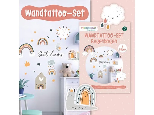 [90336331 1678092] Papierdrachen Wandtattoo-Set Regenbogen
