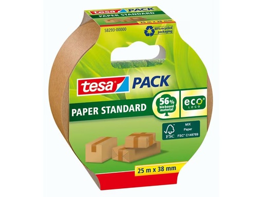 [90336482 1677248] tesa Klebeband Papier Standard ecoLogo 38 mm x 25 m, Braun