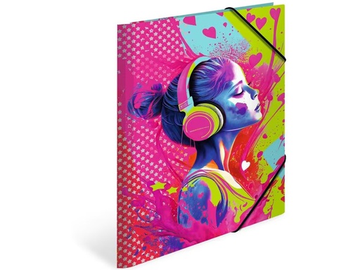 [90336618 1677980] HERMA Gummibandmappe Music Girl A4, Karton, mit Innendruck