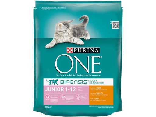 [90336815 589791] Purina ONE Trockenfutter Junior Huhn &amp; Vollkorn, 800g