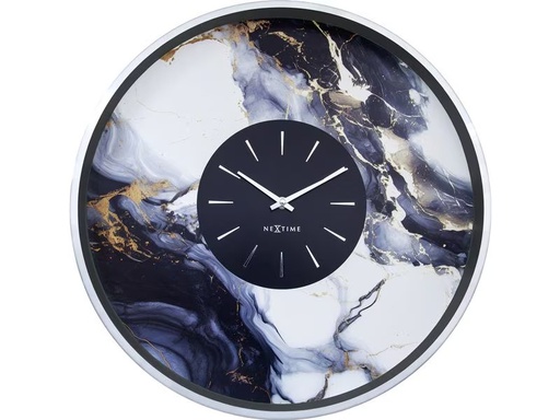 [90337025 1646997] NeXtime Wanduhr Marble Duo Ø 48 cm, Silber