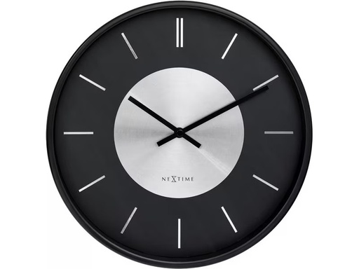 [90337043 1646993] NeXtime Wanduhr Retro II Ø 25 cm, Schwarz/Silber