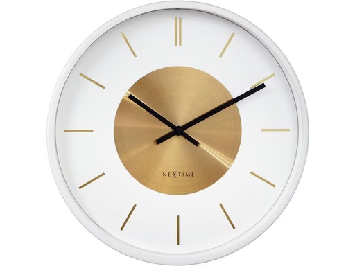 [90337128 1646994] NeXtime Wanduhr Retro II Ø 25 cm, Gold/Weiss