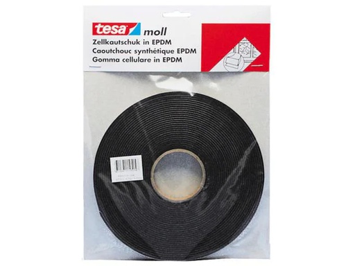 [90053913 339098] tesa Zellkautschuk moll EPDM 10 m x 12 mm 1 Stück, Schwarz