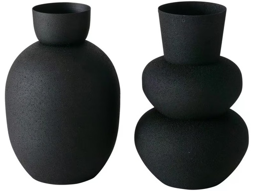 [90338100 1677286] Boltze Vase Maynar 2 Stück, 17 cm, Schwarz