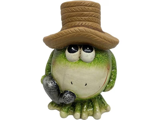 [90338117 1591370] Dameco Dekofigur Frosch mit Hut 12 x 13 x 17.5 cm