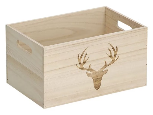 [90339003 1681470] Zeller Present Aufbewahrungskiste mit Hirsch 30 x 20 x 16 cm, Nature