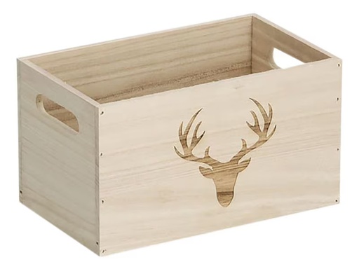 [90339177 1681469] Zeller Present Aufbewahrungskiste mit Hirsch 25 x 15 x 14 cm, Nature