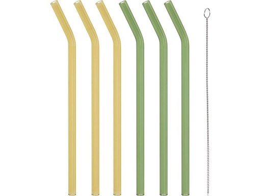 [90339884 1681376] FURBER Strohhalm Glas, 6 Stück