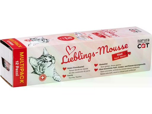 [90339974 1682296] naturaCat Nassfutter Lieblings-Mousse Rind, 12 x 85 g