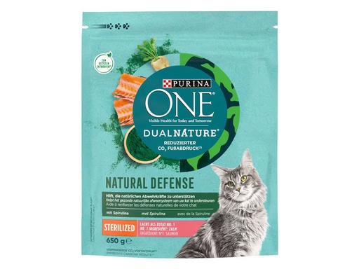 [90340104 1679970] Purina ONE Trockenfutter Dual Nature Sterilised Lachs&amp;Spirulina, 650g