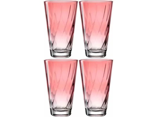 [90340133 1677103] Leonardo Trinkglas Twist 300 ml, 4 Stück, Rot