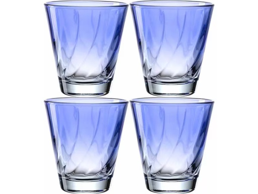 [90340175 1677097] Leonardo Trinkglas Twist 215 ml, 4 Stück, Blau
