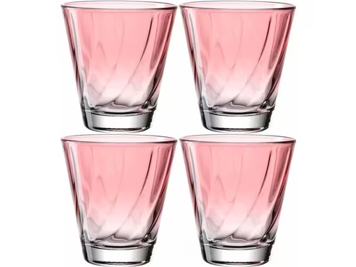 [90340213 1677099] Leonardo Trinkglas Twist 215 ml, 4 Stück, Rot