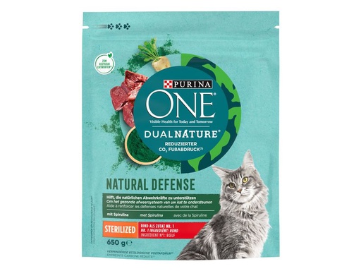 [90340227 1679969] Purina ONE Trockenfutter Dual Nature Sterilised Rind &amp; Spirulina, 650 g