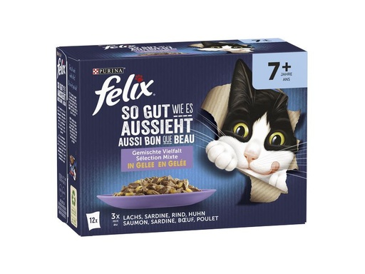 [90340343 1679984] Felix Nassfutter AGAIL Senior Rind, 12 x 85 g
