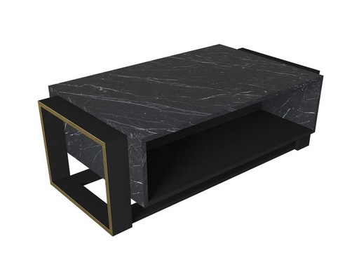 [90340394 1683278] Woody Fashion Couchtisch Bianco 106.4 x 40.4 x 60 cm, Gold/Schwarz