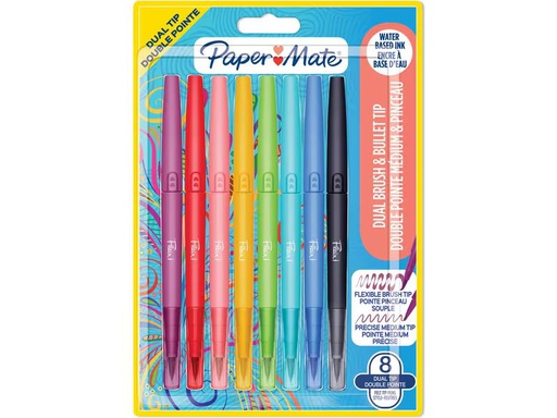[90340574 1685820] Paper Mate Brushpen Flair Dual Medium, 8 Stück