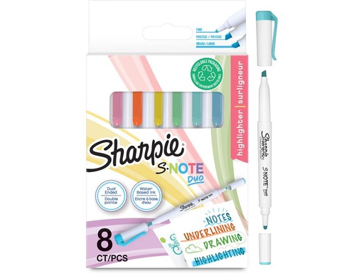[90340576 1685822] Sharpie Fasermaler S-Note Duo 8 Stück