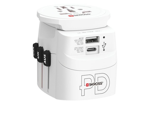[90340625 1678057] SKROSS Reiseadapter Pro Light, 1 x USB-A und C AC30PD