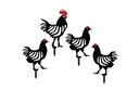 Wallxpert Gartenstecker Huhn 33 cm, 4er Set, Schwarz