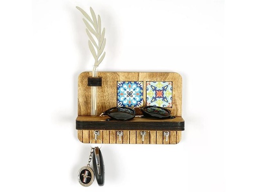 [90340977 1683086] Wallxpert Wandregal 4 Haken, Nussbaum