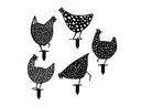 Wallxpert Gartenstecker Huhn 30 cm, 5er Set, Schwarz
