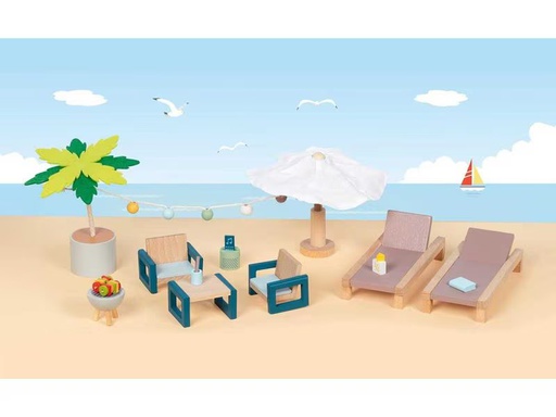 [90341312 1682652] Goki Puppenhausmöbel Outdoor Möbel Set Mallorca