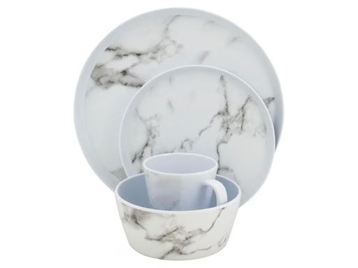 [90341877 1679274] Eurotrail Outdoor-Geschirrset Marble Weiss