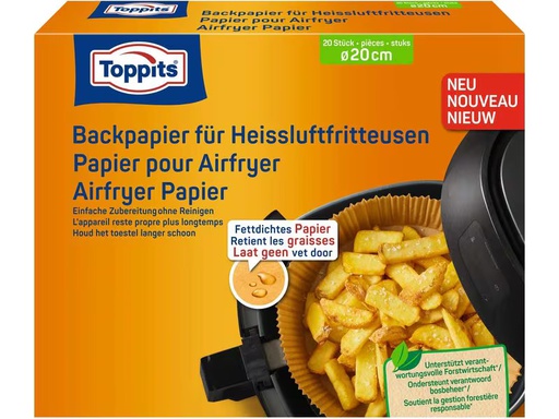 [90341905 1698740] Toppits Backpapier für Heissluftfritteusen 20 Stück