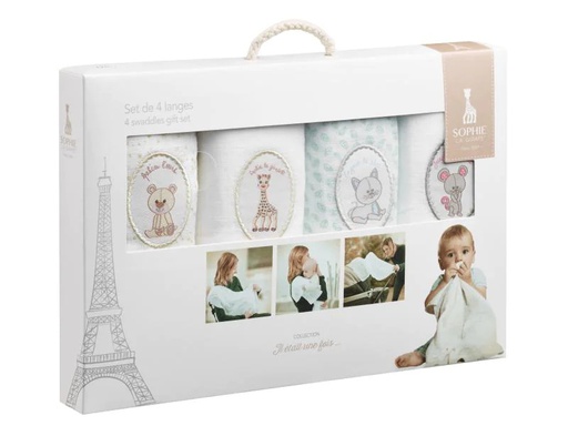 [90054331 633266] Sophie la girafe Geschenkset Mulltuch 70 x 70 cm, 4 Stück