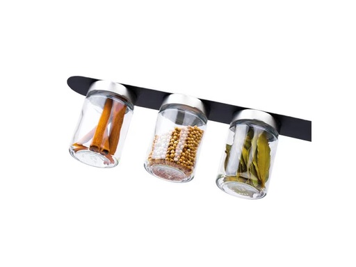 [90342238 1484899] Silwy Feinkost-Magnetgläser-Set 0.192 l, Schwarz/Transparent