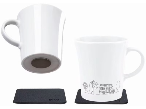 [90342366 1484894] Silwy Porzellan Magnet-Henkel-Tassen Set Camping