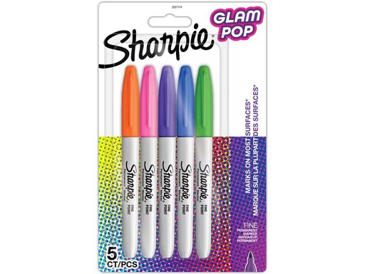 [90342982 1685824] Sharpie Fasermaler S-Note Glam Pop Permanent, 5er Pack