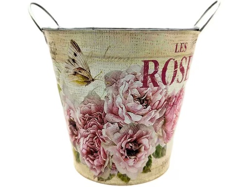 [90343032 1692210] CHALET Zinktopf 23 x 20 cm, Rosa/Beige