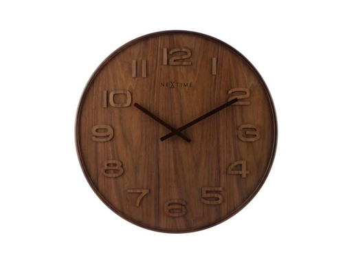 [90054497 736177] NeXtime Wanduhr Wood Wood Big Ø 53 cm Braun