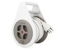 STEFFEN Kabelrolle mit Griff 4 x T13, Weiss / Grau, 7 m Kabel