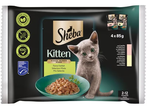 [90344140 1697410] Sheba Nassfutter Kitten Sauce feine Vielfalt, 4 x 85g