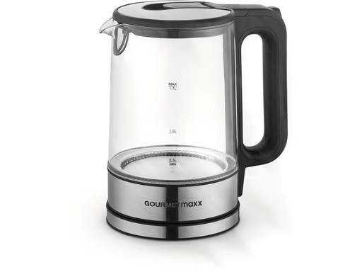 [90344506 1681038] GOURMETmaxx Wasserkocher 1.7 l, Silber/Transparent