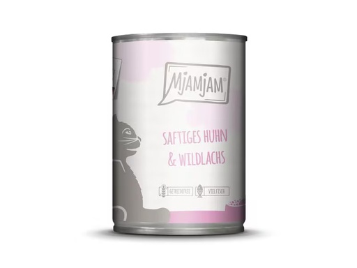 [90344686 1661768] Mjamjam Nassfutter Dose Huhn &amp; Wildlachs, 400 g