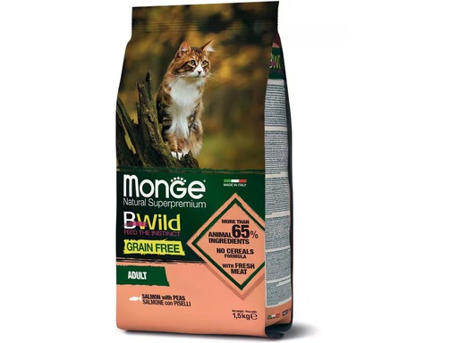 [90344985 1691149] Monge Trockenfutter Katze Bwild GF Adult Lachs 1.5 kg
