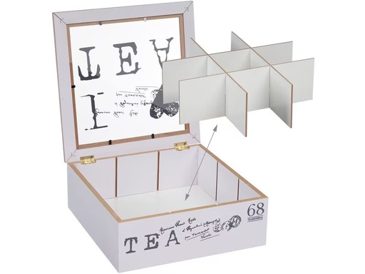 [90345276 1695049] relaxdays Teebeutel-Box Grau/Weiss
