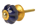 Tranquillo Möbelgriff handgemacht, Ø 3 cm, Dunkelblau/Gold