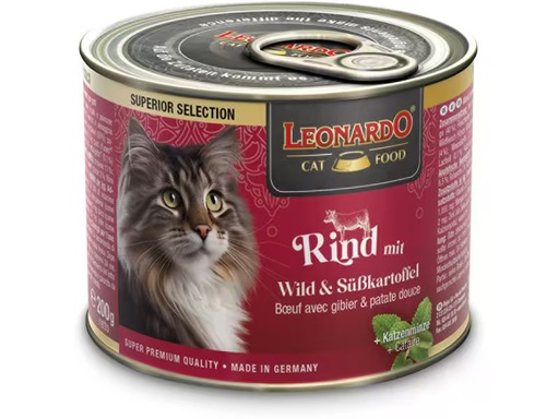 [90345394 1697221] Leonardo Cat Food Nassfutter Superior Selection Rind, 200 g