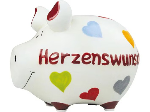 [90346343 1680331] G. Wurm Spardose Herzenswunsch 12.5 x 9 x 9 cm