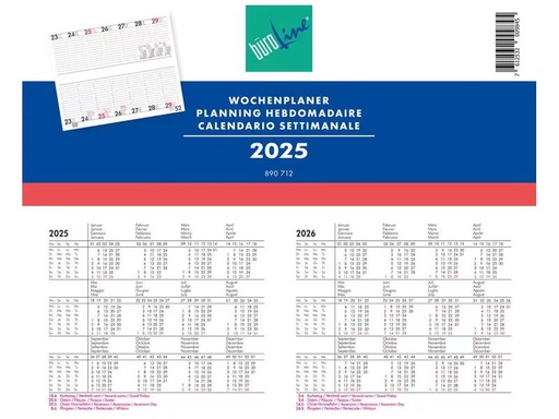 [90346623 1704526] Büroline Wochenplaner 1W/2S ML 2025, Mehrfarbig