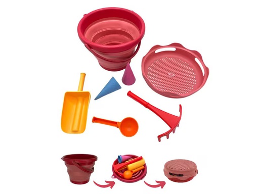 [90347102 1690901] Schildkröt Funsports 7in1 Sand Toys Falteimer Set Rot