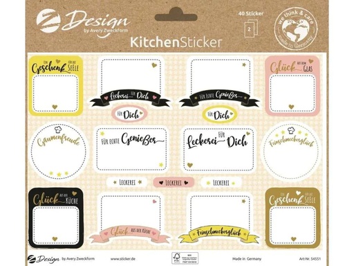 [90054867 1058299] Z-Design Motivsticker A5 Kitchen Selbstgemachtes, Bunt, 34 Aufkleber